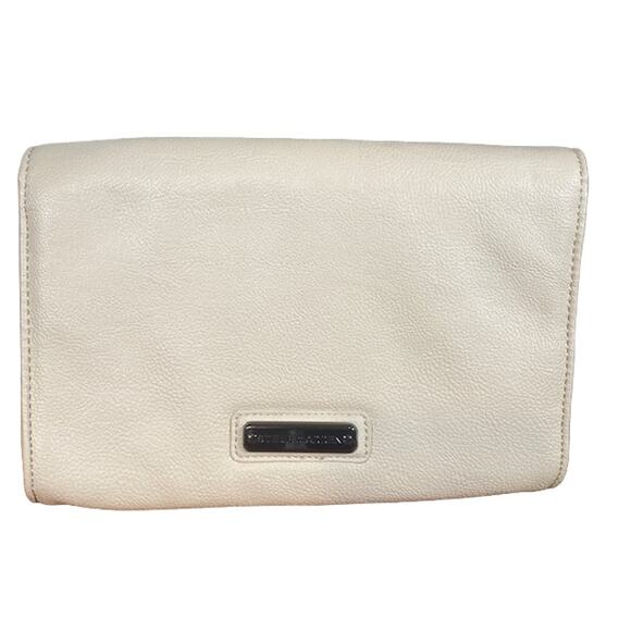 Steve Madden White Faux Leather Envelope Snap Button Clutch Women - Picture 2 of 9